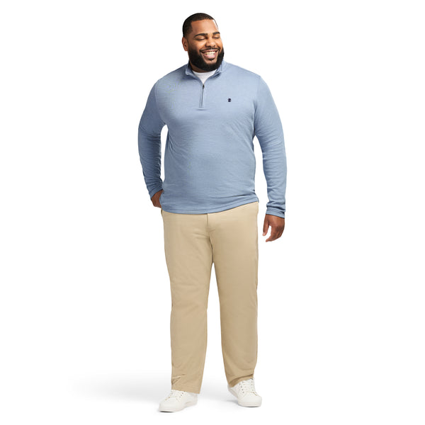 BIG & TALL PERFORMANCE COMFORT STRIPED QUARTER ZIP - BLUE