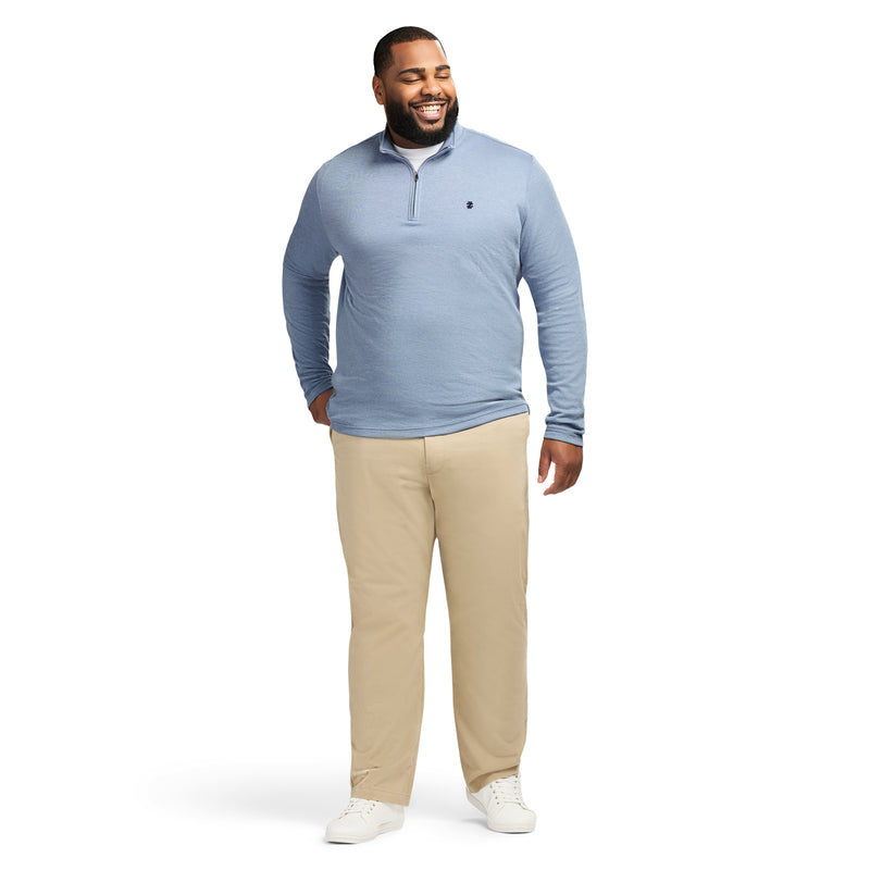 BIG & TALL PERFORMANCE COMFORT STRIPED QUARTER ZIP - BLUE