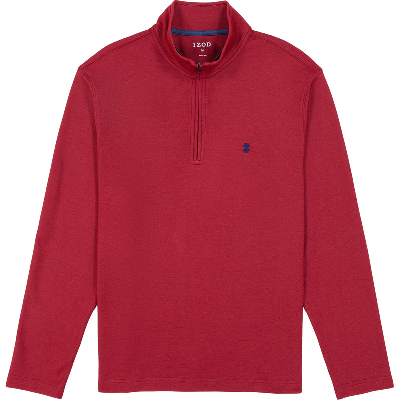 BIG & TALL PERFORMANCE COMFORT STRIPED QUARTER ZIP - TOMATO