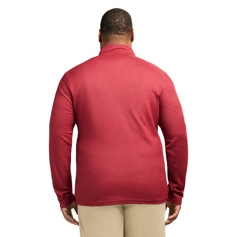 BIG & TALL PERFORMANCE COMFORT STRIPED QUARTER ZIP - TOMATO