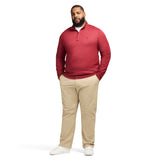 BIG & TALL PERFORMANCE COMFORT STRIPED QUARTER ZIP - TOMATO