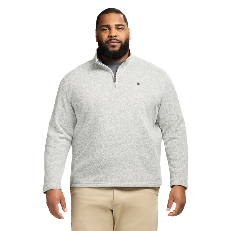 BIG & TALL THERMASOFT SWEATER FLEECE QUARTER ZIP - LT GREY HTR