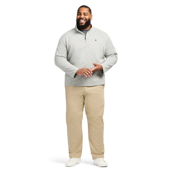 BIG & TALL THERMASOFT SWEATER FLEECE QUARTER ZIP - LT GREY HTR