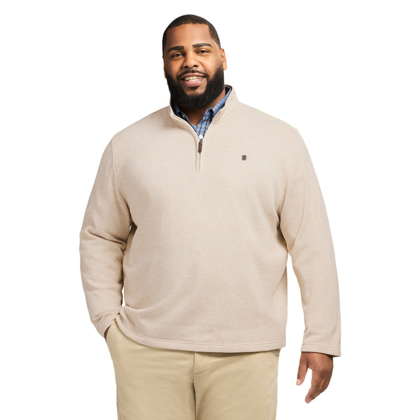 BIG & TALL THERMASOFT SWEATER FLEECE QUARTER ZIP - ROCK HTHR