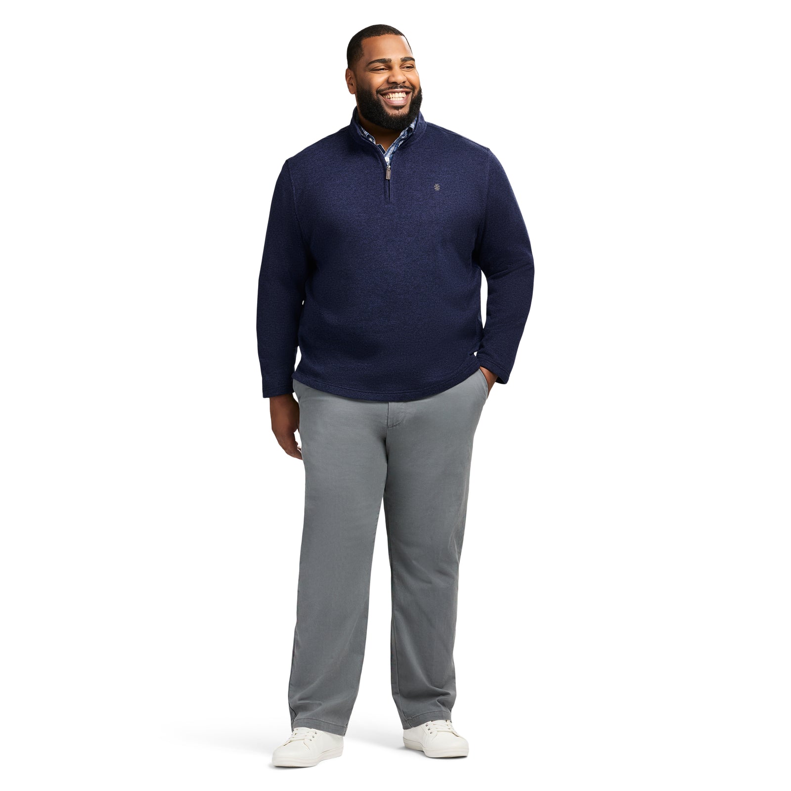 Big & Tall Thermasoft Sweater Fleece Quarter Zip - Navy Blazer – IZOD