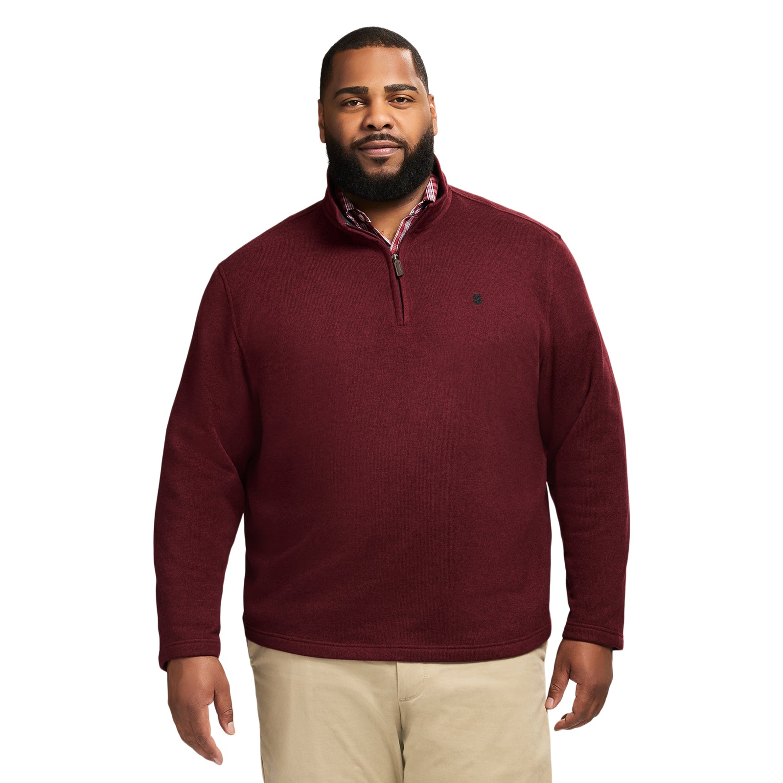 ゐぬゐ Big & Tall Thermasoft Sweater Fleece Quarter Zip - Velvet Maroon