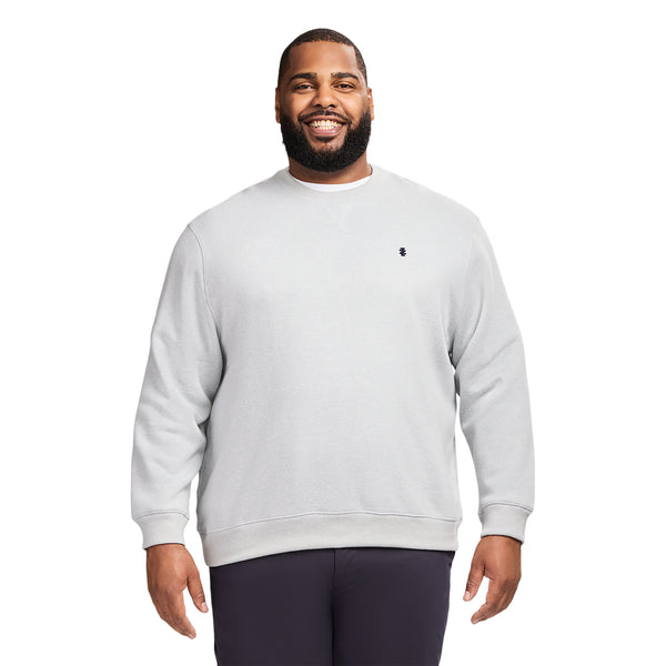 BIG & TALL ADVANTAGE PERFORMANCE CREWNECK FLEECE - LT GREY HTHR