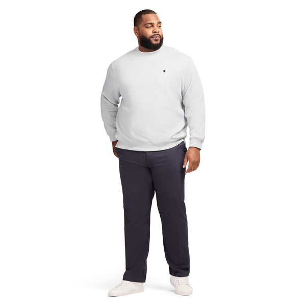 BIG & TALL ADVANTAGE PERFORMANCE CREWNECK FLEECE - LT GREY HTHR