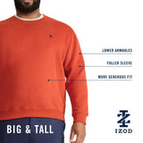 BIG & TALL ADVANTAGE PERFORMANCE CREWNECK FLEECE - LT GREY HTHR