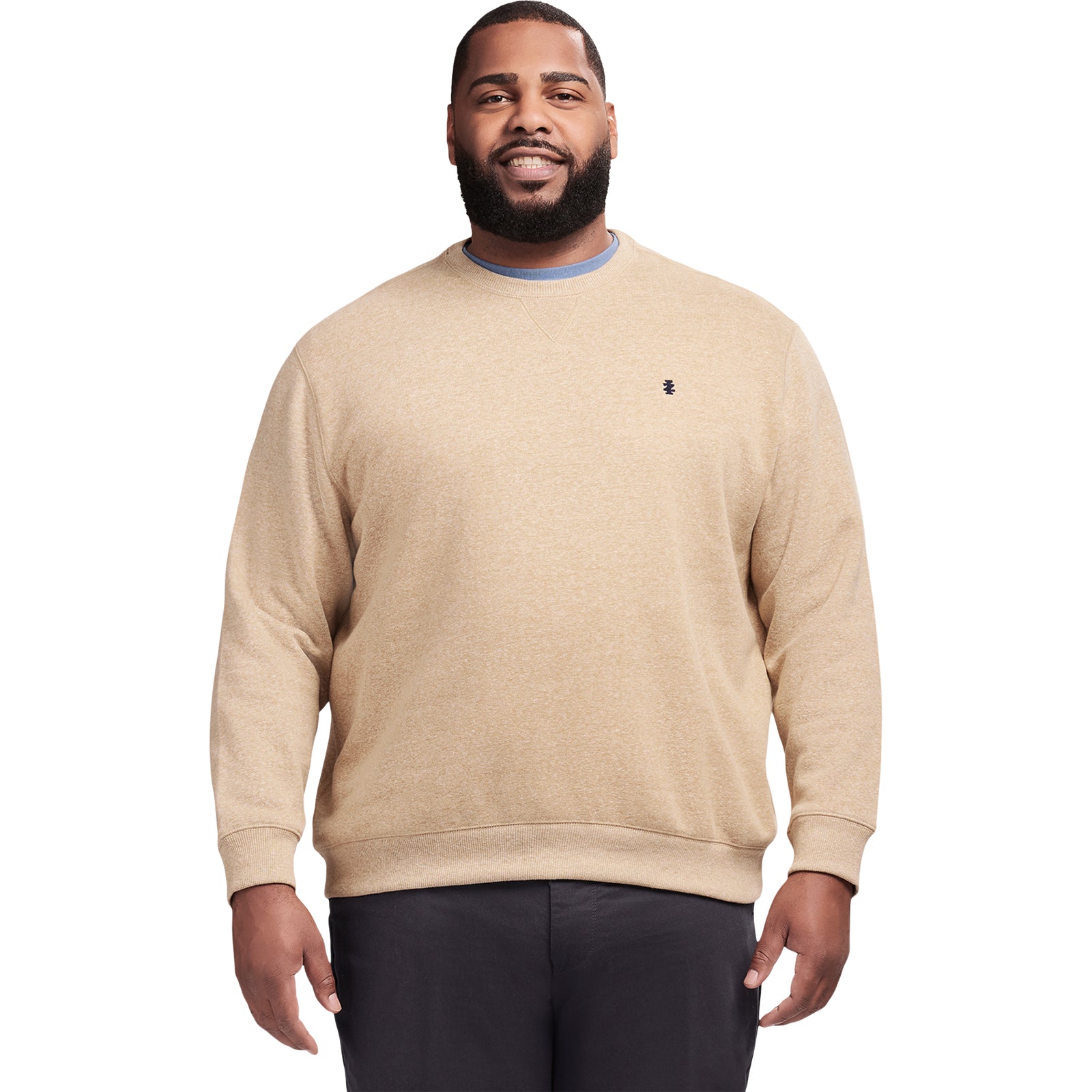 Big & Tall Advantage Performance Crewneck Fleece - Camel Hthr – IZOD
