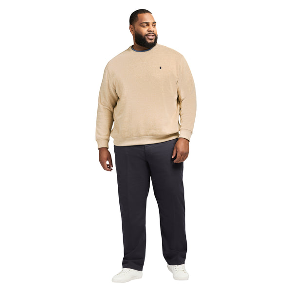 BIG & TALL ADVANTAGE PERFORMANCE CREWNECK FLEECE - CAMEL HTHR