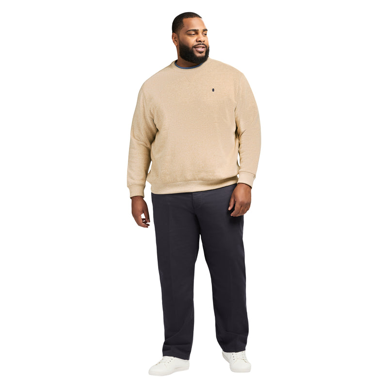 BIG & TALL ADVANTAGE PERFORMANCE CREWNECK FLEECE - CAMEL HTHR