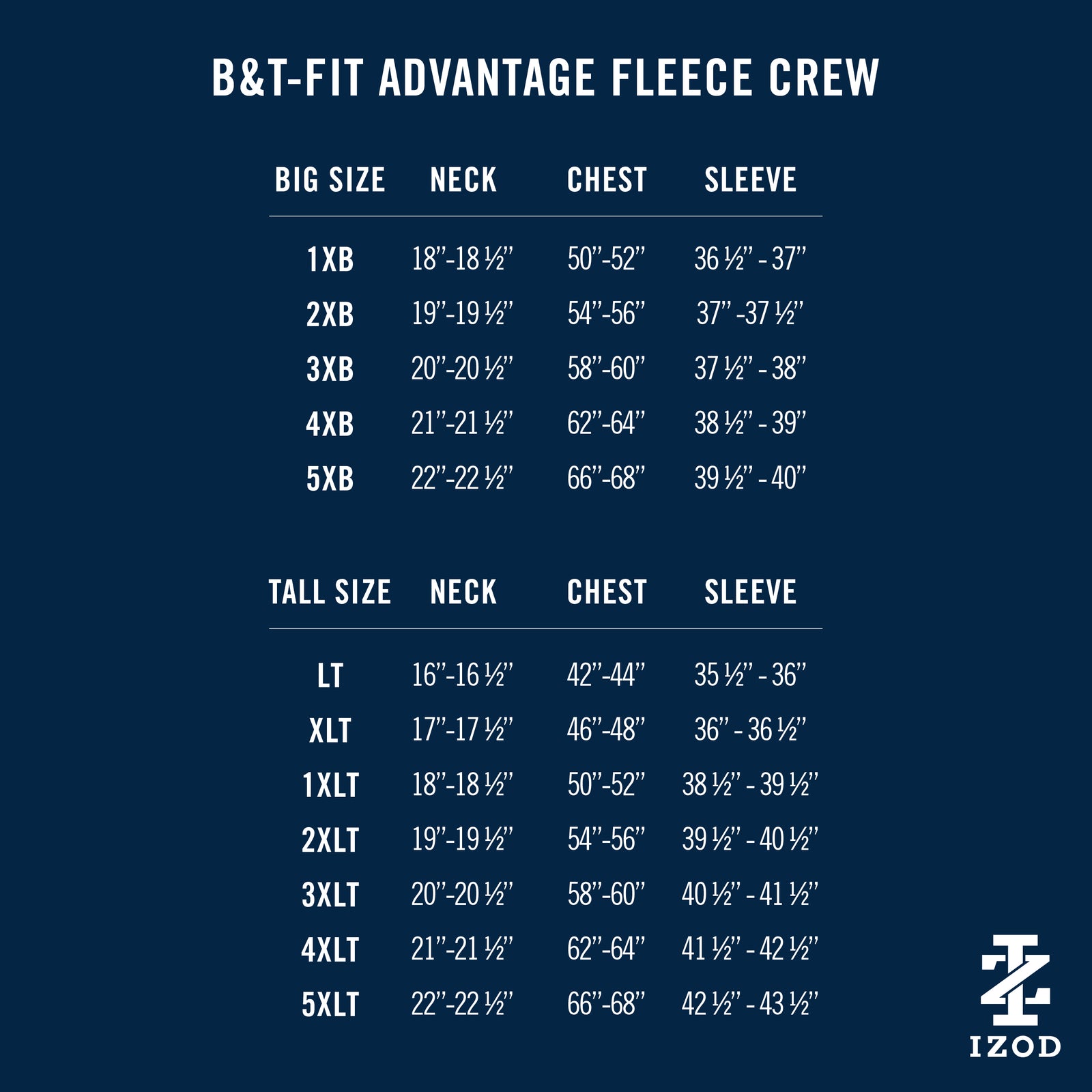 Big & Tall Advantage Performance Crewneck Fleece - Navy Blazer – IZOD