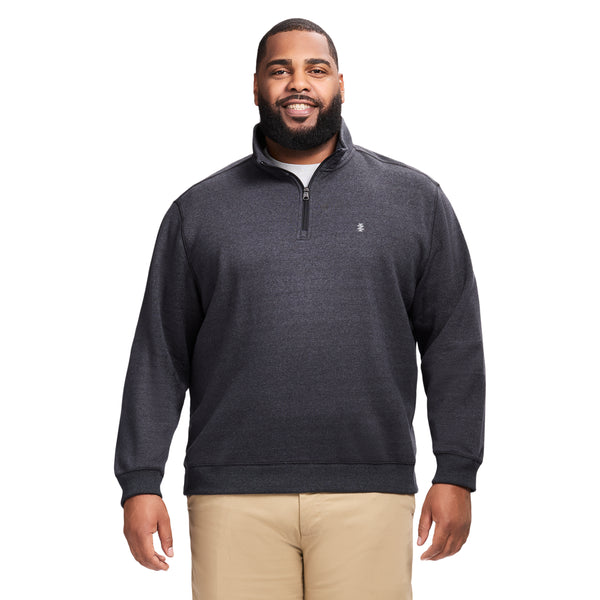 BIG & TALL ADVANTAGE PERFORMANCE QUARTER ZIP FLEECE - BLACK