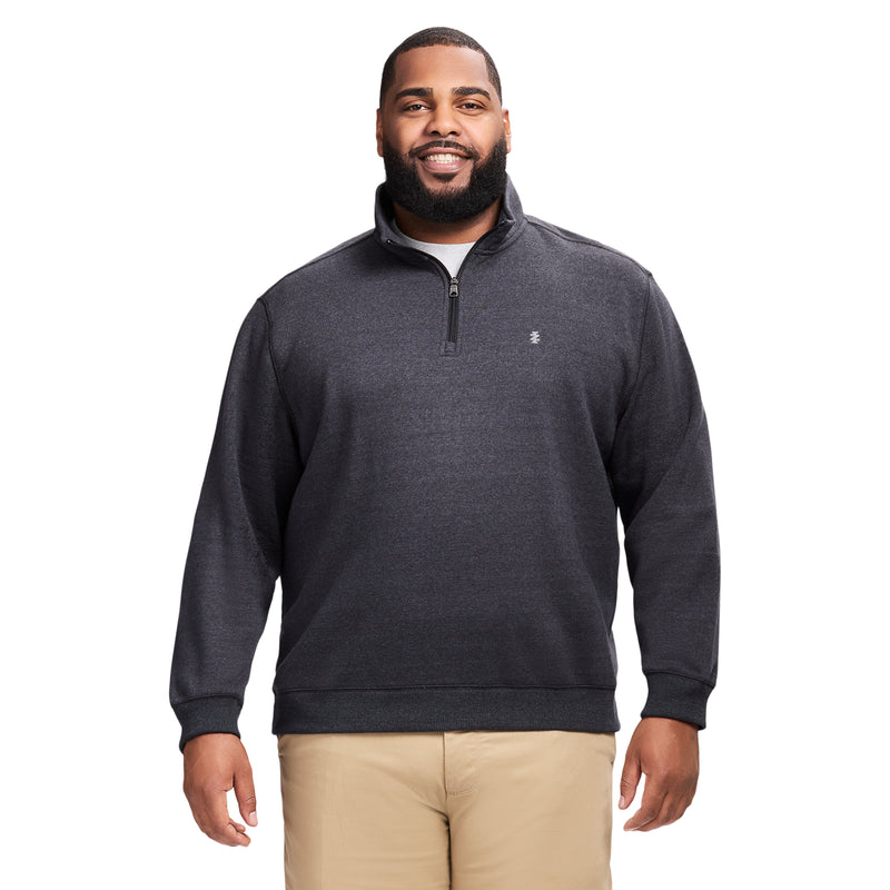 BIG & TALL ADVANTAGE PERFORMANCE QUARTER ZIP FLEECE - BLACK