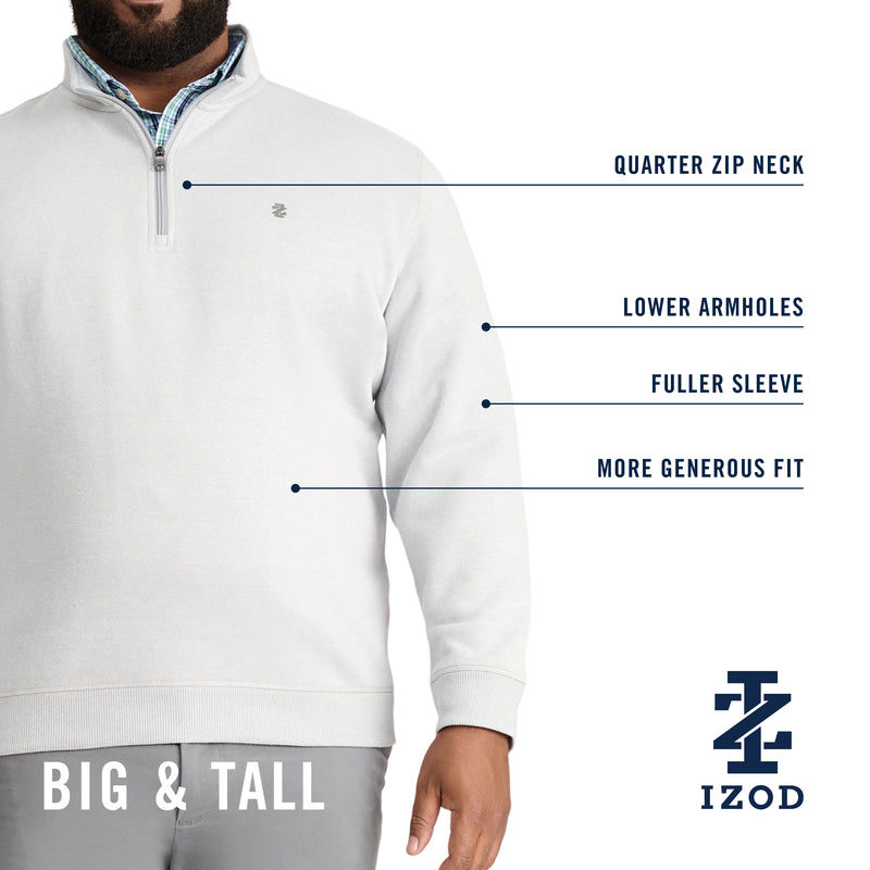 BIG & TALL ADVANTAGE PERFORMANCE QUARTER ZIP FLEECE - CAMEL HTHR