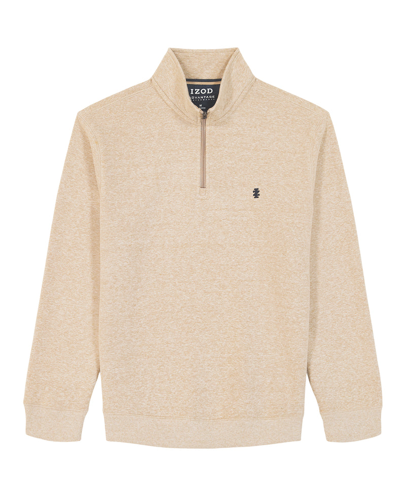 BIG & TALL ADVANTAGE PERFORMANCE QUARTER ZIP FLEECE - CAMEL HTHR