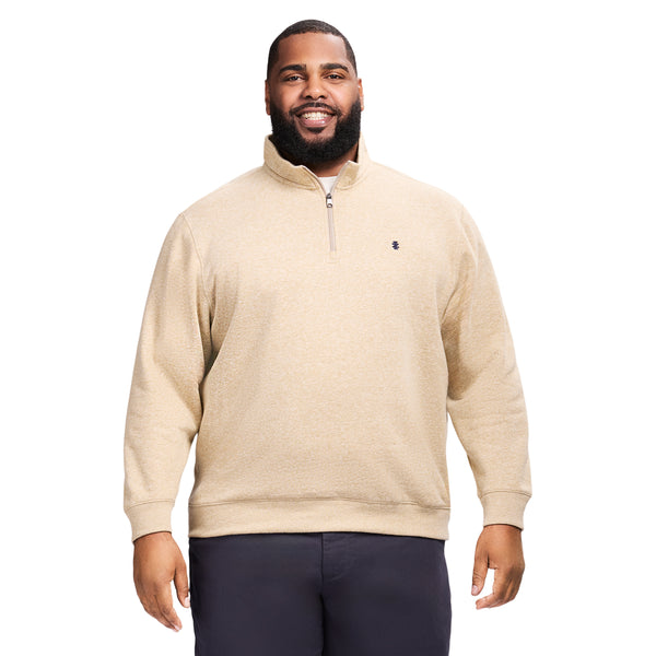 BIG & TALL ADVANTAGE PERFORMANCE QUARTER ZIP FLEECE - CAMEL HTHR