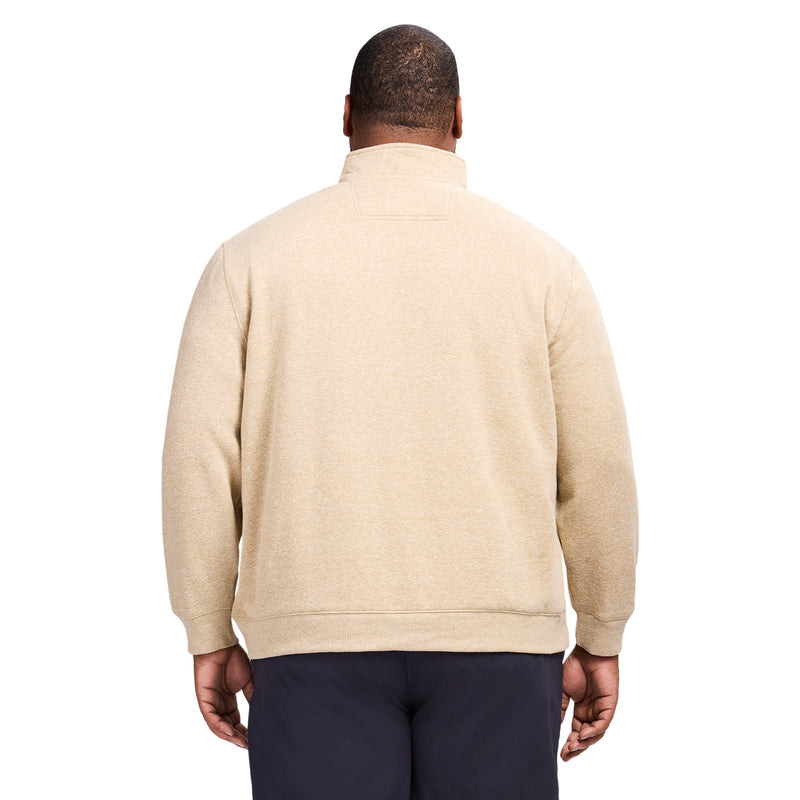BIG & TALL ADVANTAGE PERFORMANCE QUARTER ZIP FLEECE - CAMEL HTHR