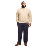 BIG & TALL ADVANTAGE PERFORMANCE QUARTER ZIP FLEECE - CAMEL HTHR