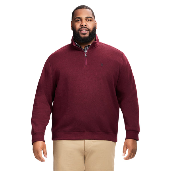 BIG & TALL ADVANTAGE PERFORMANCE QUARTER ZIP FLEECE - VELVET MAROON