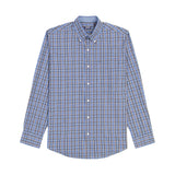 BIG & TALL PERFORMANCE COMFORT LONG SLEEVE PLAID BUTTON DOWN SHIRT - TRUE NAVY