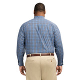 BIG & TALL PERFORMANCE COMFORT LONG SLEEVE PLAID BUTTON DOWN SHIRT - TRUE NAVY