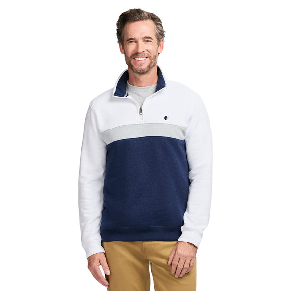 ADVANTAGE PERFORMANCE COLORBLOCK QUARTER ZIP FLEECE - BRIGHT WHITE