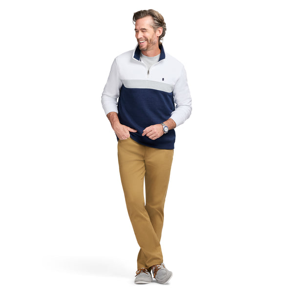 ADVANTAGE PERFORMANCE COLORBLOCK QUARTER ZIP FLEECE - BRIGHT WHITE