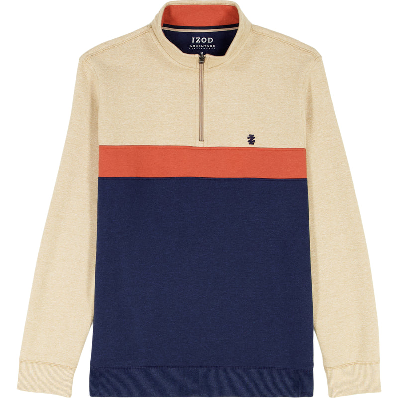 ADVANTAGE PERFORMANCE COLORBLOCK QUARTER ZIP FLEECE - CAMEL HTHR