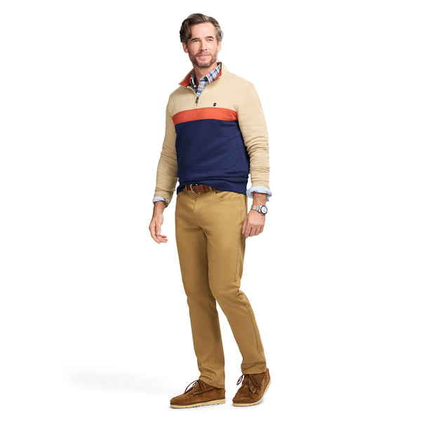 ADVANTAGE PERFORMANCE COLORBLOCK QUARTER ZIP FLEECE - CAMEL HTHR