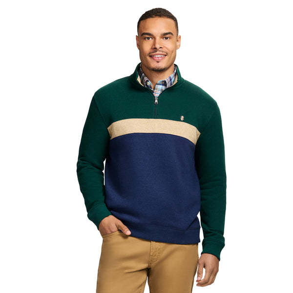 ADVANTAGE PERFORMANCE COLORBLOCK QUARTER ZIP FLEECE - RAIN FOREST