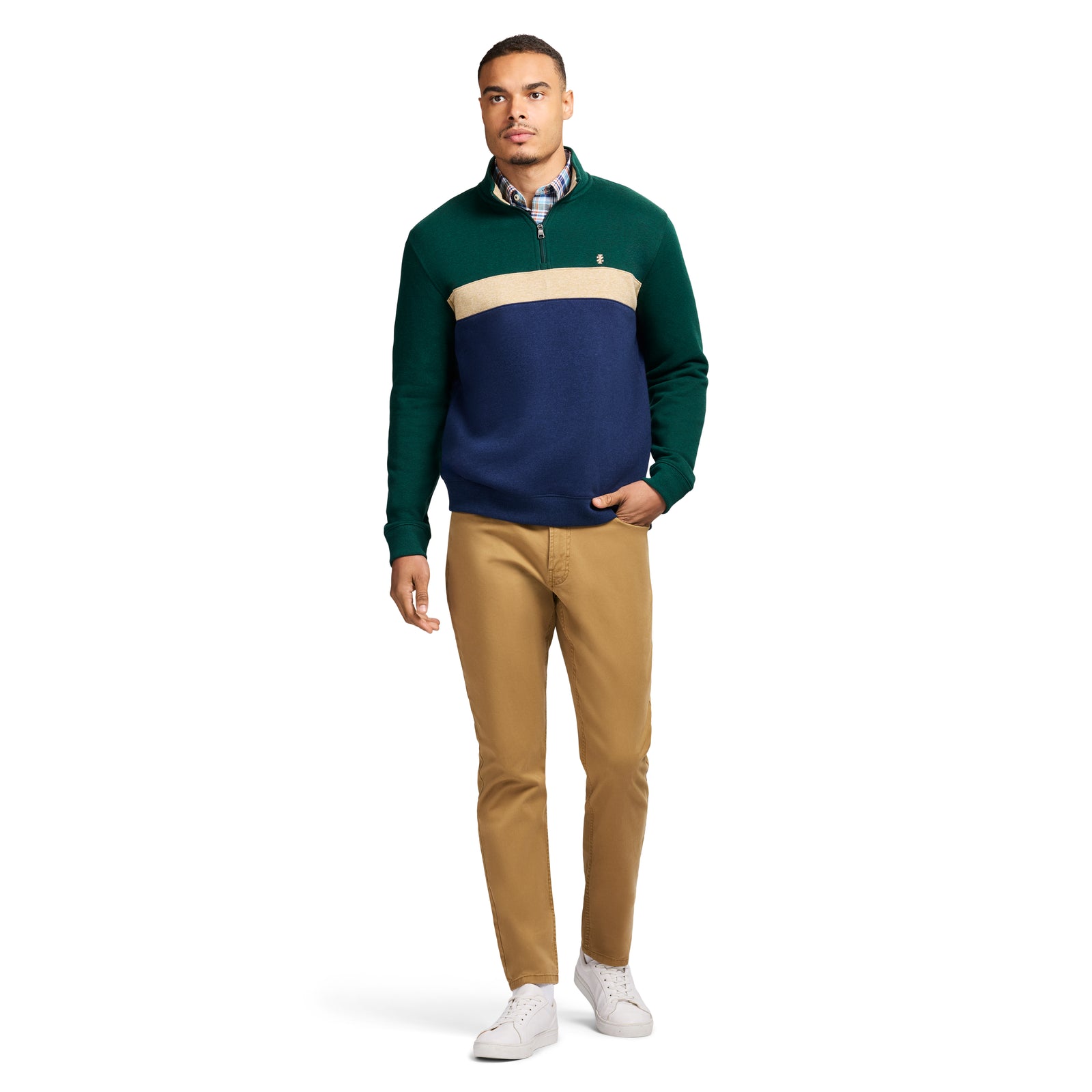 Advantage Performance Colorblock Quarter Zip Fleece - Rain Forest