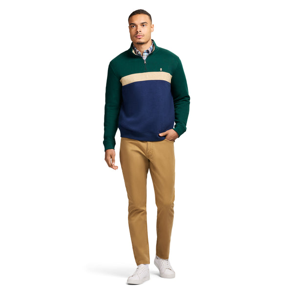 ADVANTAGE PERFORMANCE COLORBLOCK QUARTER ZIP FLEECE - RAIN FOREST