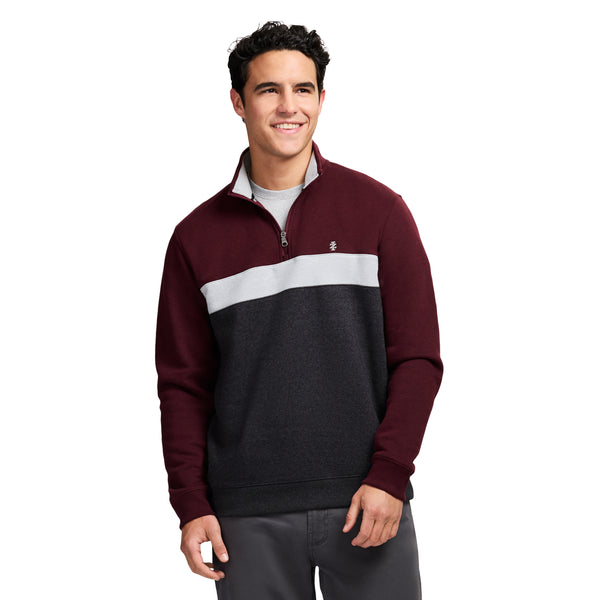 ADVANTAGE PERFORMANCE COLORBLOCK QUARTER ZIP FLEECE - VELVET MAROON