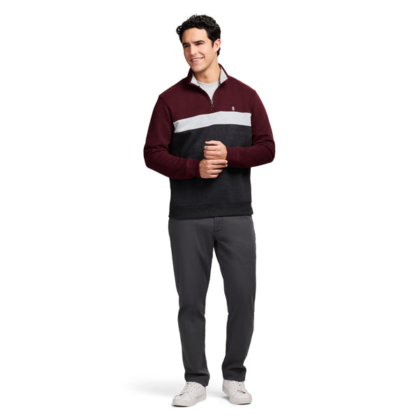 ADVANTAGE PERFORMANCE COLORBLOCK QUARTER ZIP FLEECE - VELVET MAROON