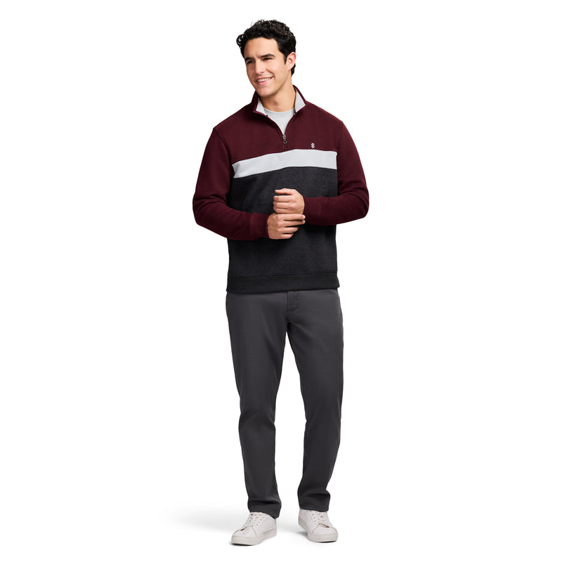 ADVANTAGE PERFORMANCE COLORBLOCK QUARTER ZIP FLEECE - VELVET MAROON