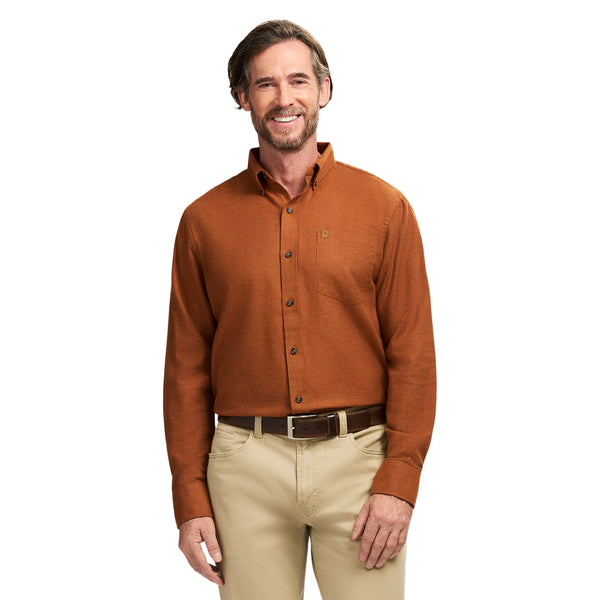 STRATTON FLANNEL LONG SLEEVE 
BUTTON DOWN SHIRT - BOMBAY BROWN