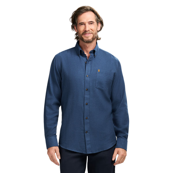 STRATTON FLANNEL LONG SLEEVE 
BUTTON DOWN SHIRT - TRUE NAVY