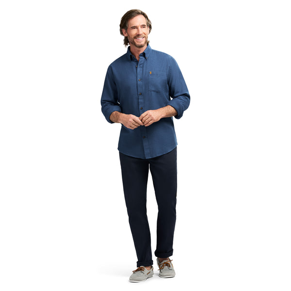 STRATTON FLANNEL LONG SLEEVE 
BUTTON DOWN SHIRT - TRUE NAVY
