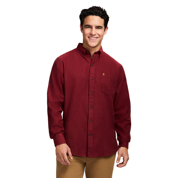STRATTON FLANNEL LONG SLEEVE 
BUTTON DOWN SHIRT - SUNDRIED TOMATO
