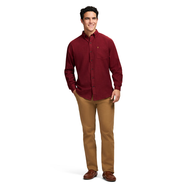 STRATTON FLANNEL LONG SLEEVE 
BUTTON DOWN SHIRT - SUNDRIED TOMATO