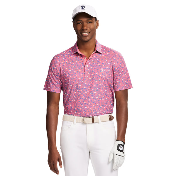GOLF SWINGFLEX ELITE PRINTED POLO - RAPTURE ROSE