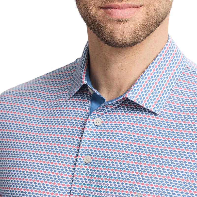 GOLF SWINGFLEX ELITE PRINTED POLO - MOONLIGHT BLUE