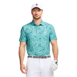 GOLF SWINGFLEX ELITE PRINTED POLO - BERYL GREEN