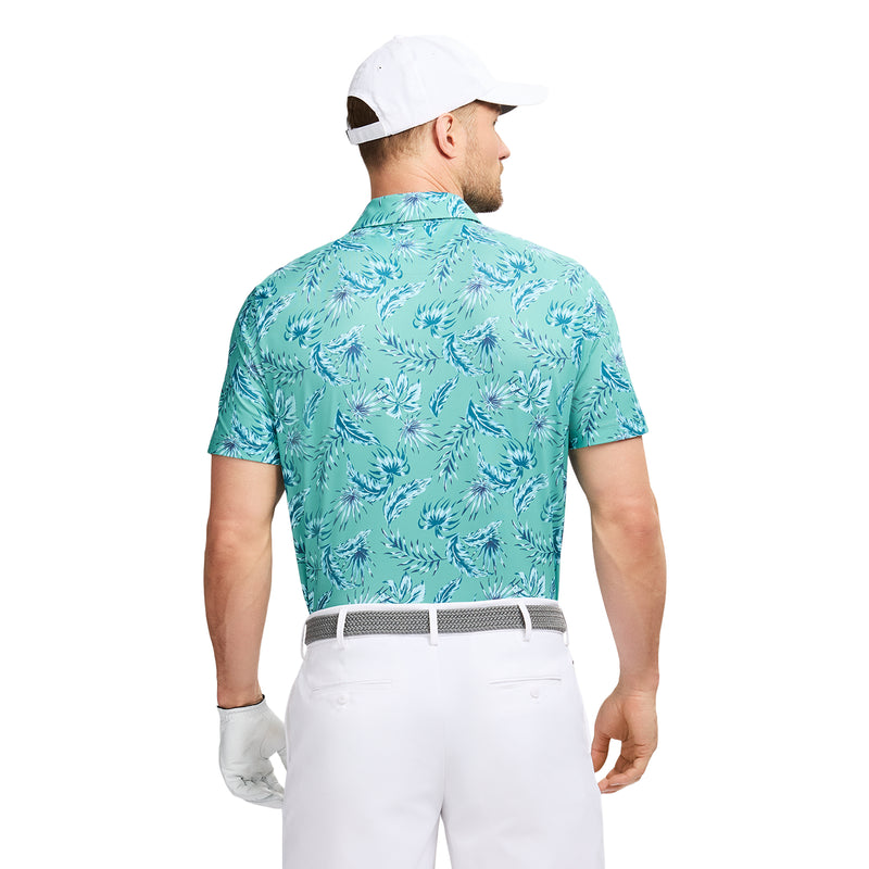 GOLF SWINGFLEX ELITE PRINTED POLO - BERYL GREEN
