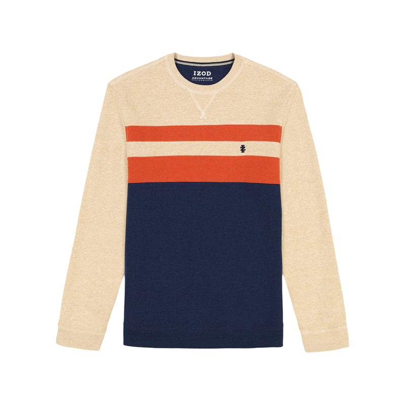 ADVANTAGE PERFORMANCE COLORBLOCK CREWNECK FLEECE  - CAMEL HTHR