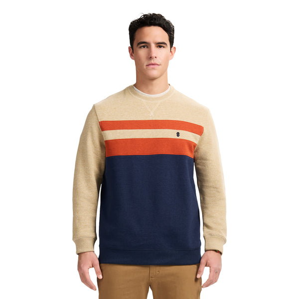 Advantage Performance Colorblock Crewneck Fleece - Camel Hthr – IZOD