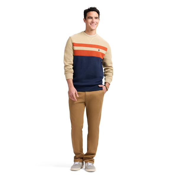 ADVANTAGE PERFORMANCE COLORBLOCK CREWNECK FLEECE  - CAMEL HTHR