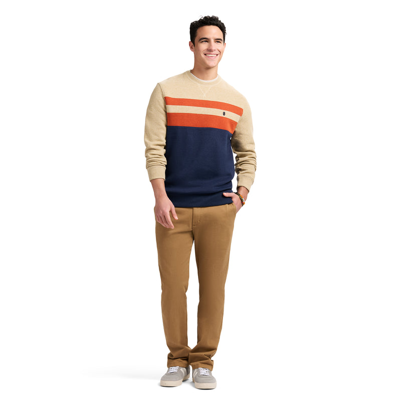 ADVANTAGE PERFORMANCE COLORBLOCK CREWNECK FLEECE  - CAMEL HTHR